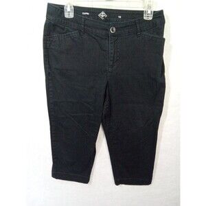 St Johns Bay Womens Size 10 Black Capri Jeans Pockets‎ Zip Up